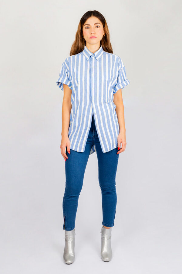 Camisa Azul clara rayas - LITTLE RAMONAS